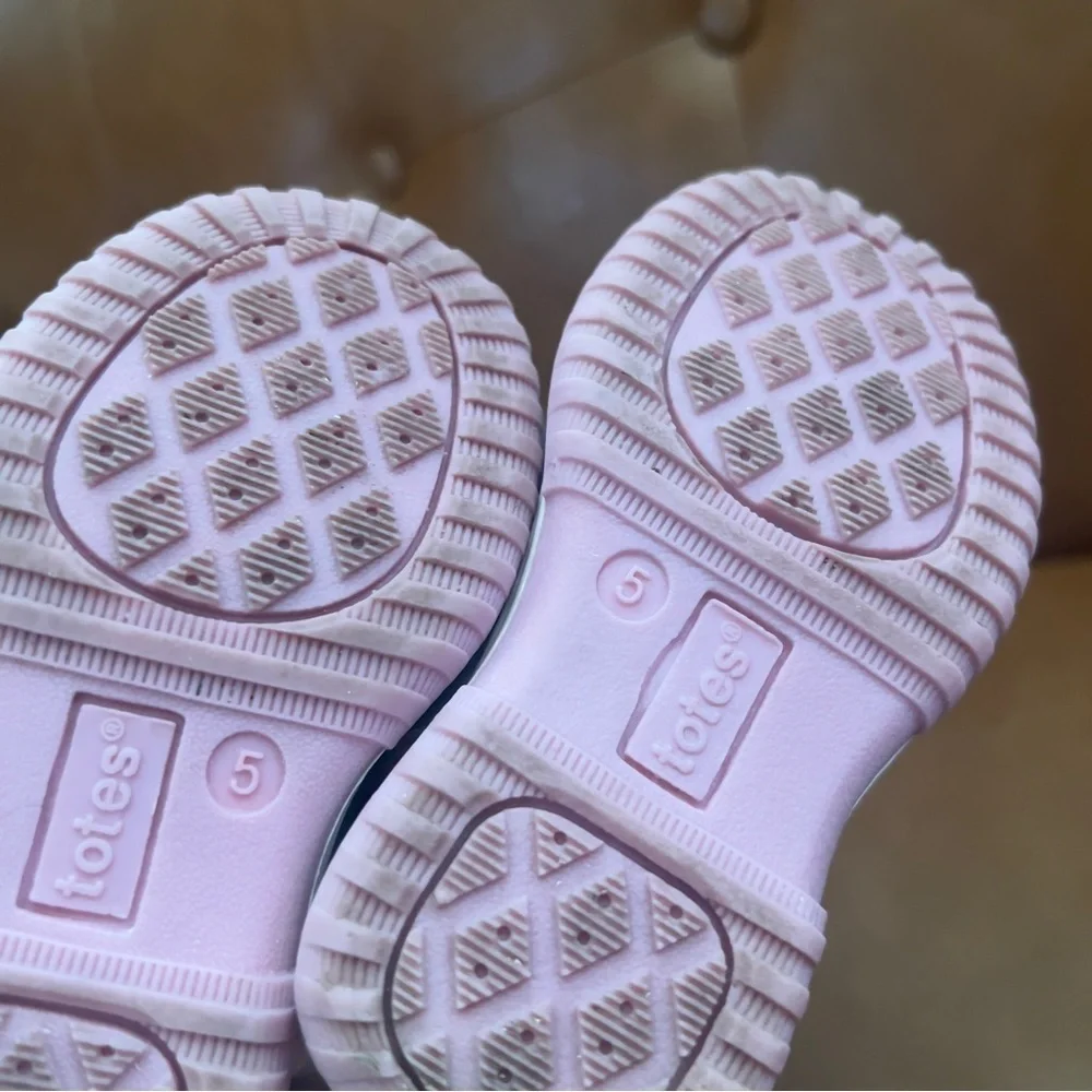 Totes  Galactica Baby Toddler Girls Sz 5 Waterproof Snow Boots White Silver Pink